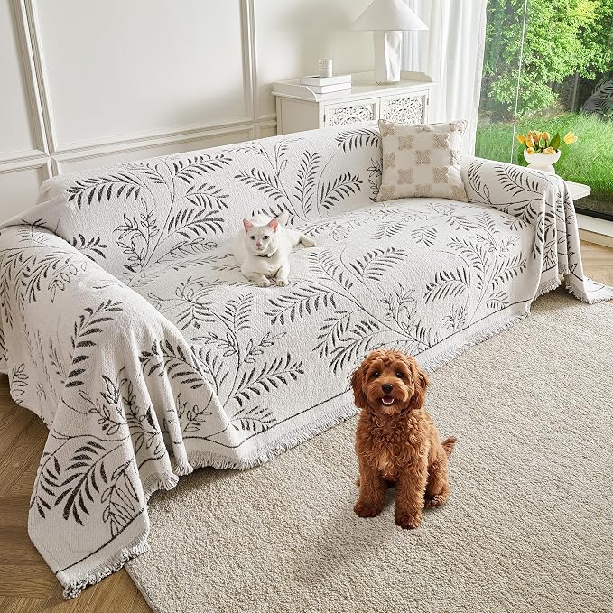 Couch Cover for Dogs Washable Sofa Cover, Sectional Couch Covers, Sofa Covers for 2 Cushion Couch, Non Slip Stripe Sofa Slipcovers Furniture Protector (Eucalyptus Brown 71x134) by Unknown