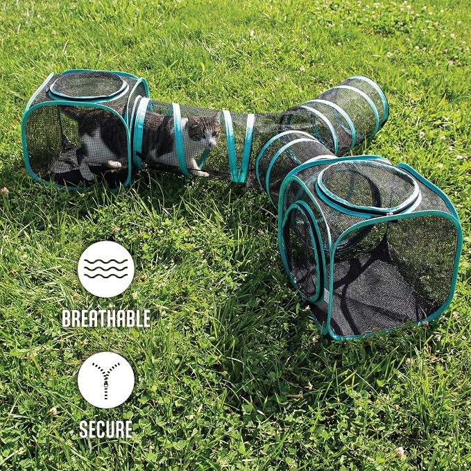 Kitty City Outdoor Catio Furniture and Play Kits for Cats, Three Way Tunnel - Image 3