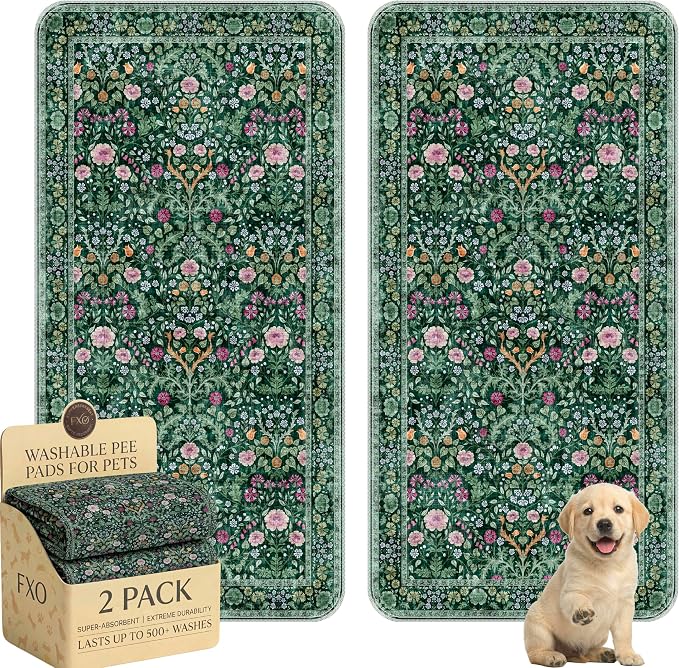Washable Pee Pads for Dogs,Great Urine Absorbent Reusable Puppy Training Pads,Waterproof,Leak-Proof & Non-Slip Potty Pads for Whelping,Crate,Playpen,Bed.(Midnight Garden Floral,36"x72") by Peepads