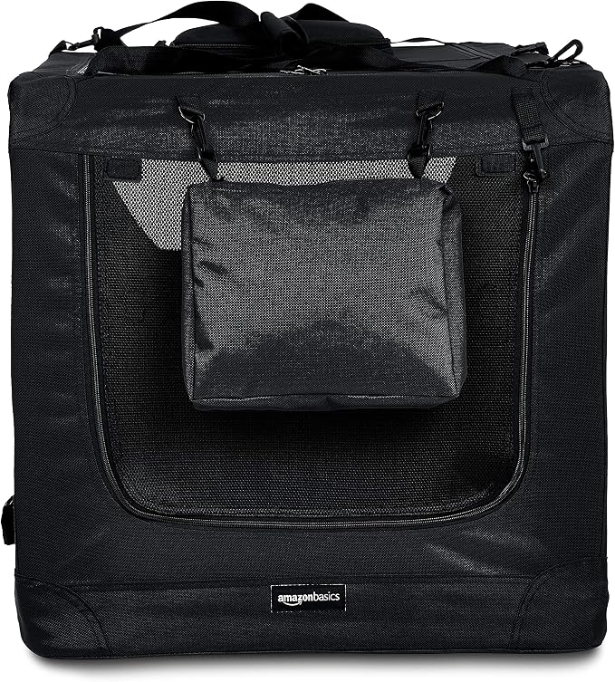Amazon Basics Foldable Portable Soft Pet Dog Crate Carrier Kennel, 36 x 24 x 24 inches, Black - Image 2