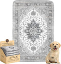 4PACK Washable Pee Pads for Dogs,Great Urine Absorbent Reusable Puppy Training Pads,Waterproof,Leak-Proof & Non-Slip Potty Pads for Whelping,Crate,Playpen,Bed.(Gray Floral,24"x36") by Peepads