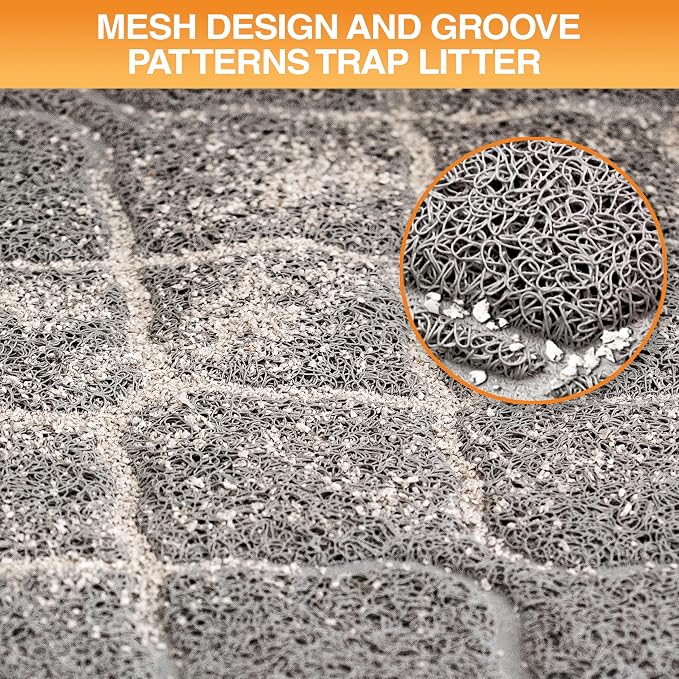Neater Pets Neater Mat Cat Litter Rug, Thick & Durable Cat Mat for Litter Box, Trapper Pad Catches Mess to Protect Indoor Floors, Soft on Kitty Paws, Anti-Skid Grip Backing, Easy to Clean, Grey - Image 3