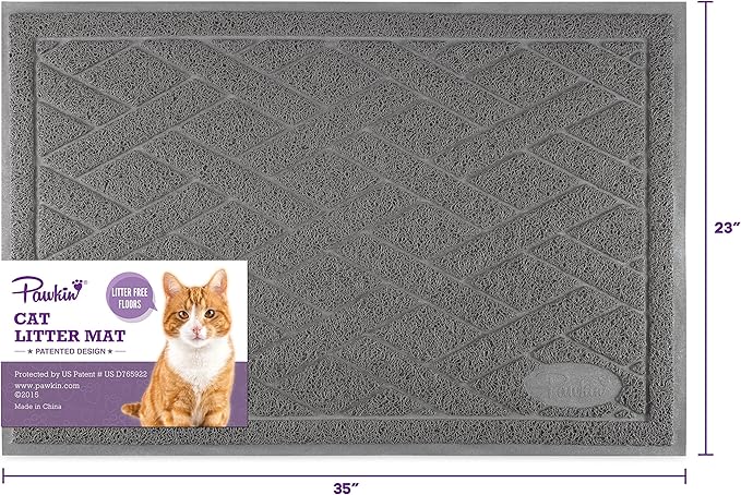 Pawkin Cat Litter Mat, Patented Design with Litter Lock Mesh, Extra Large, Durable, Easy to Clean, Soft, Fits Under Litter Box, Litter Free Floors, Gray - Image 6