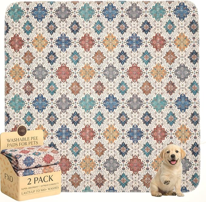 Washable Pee Pads for Dogs,Great Urine Absorbent Reusable Puppy Training Pads,Waterproof,Leak-Proof & Non-Slip Potty Pads for Whelping,Crate,Playpen,Bed.(Colorful Day,48"x48") by Peepads