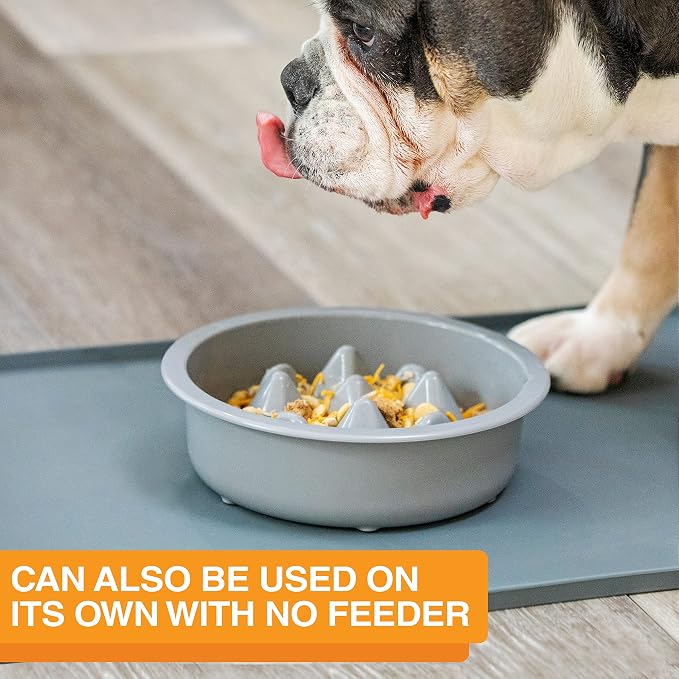 The Niner Slow Feed Bowl - Raised Peaks Slow Down Pets Eating - Fits Elevated Feeders Including Neater Feeder Large Sizes - Gentle on Teeth and Gums - Holds up to 2 Cups (Silver) - Image 7