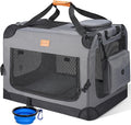 Morpilot 32-inch Portable Collapsible Dog Crate for Dogs up to 70lbs | Travel Dog Crate Soft-Sided for Medium Large Dogs, with Foldable Bowl, Shoulder Strap & Storage Pockets, Grey by Morpilot